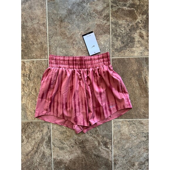 Nike One Dri-FIT High-Waisted Brief-Lined Printed Shorts Canyon Pink Size Small - Picture 3 of 12